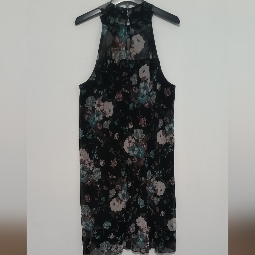 New Floral Mesh Halter Dress / Size 2X